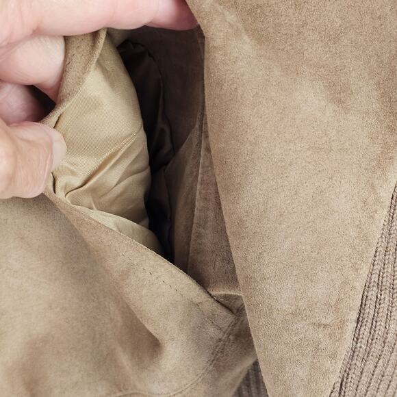 Jacket Pendleton camel brown suede wool rib knit zip front size Medium - Picture 8 of 8